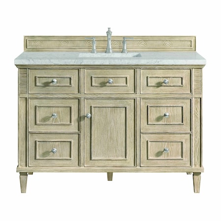 James Martin Vanities 48'' Single Vanity, Whitewashed Oak w/ 3 CM Eternal Jasmine Pearl Quartz Top 424-V48-WWO-3EJP